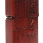 Caja de mechero de Talla de Palisandro Natural Huanghuali para módulo Zippo